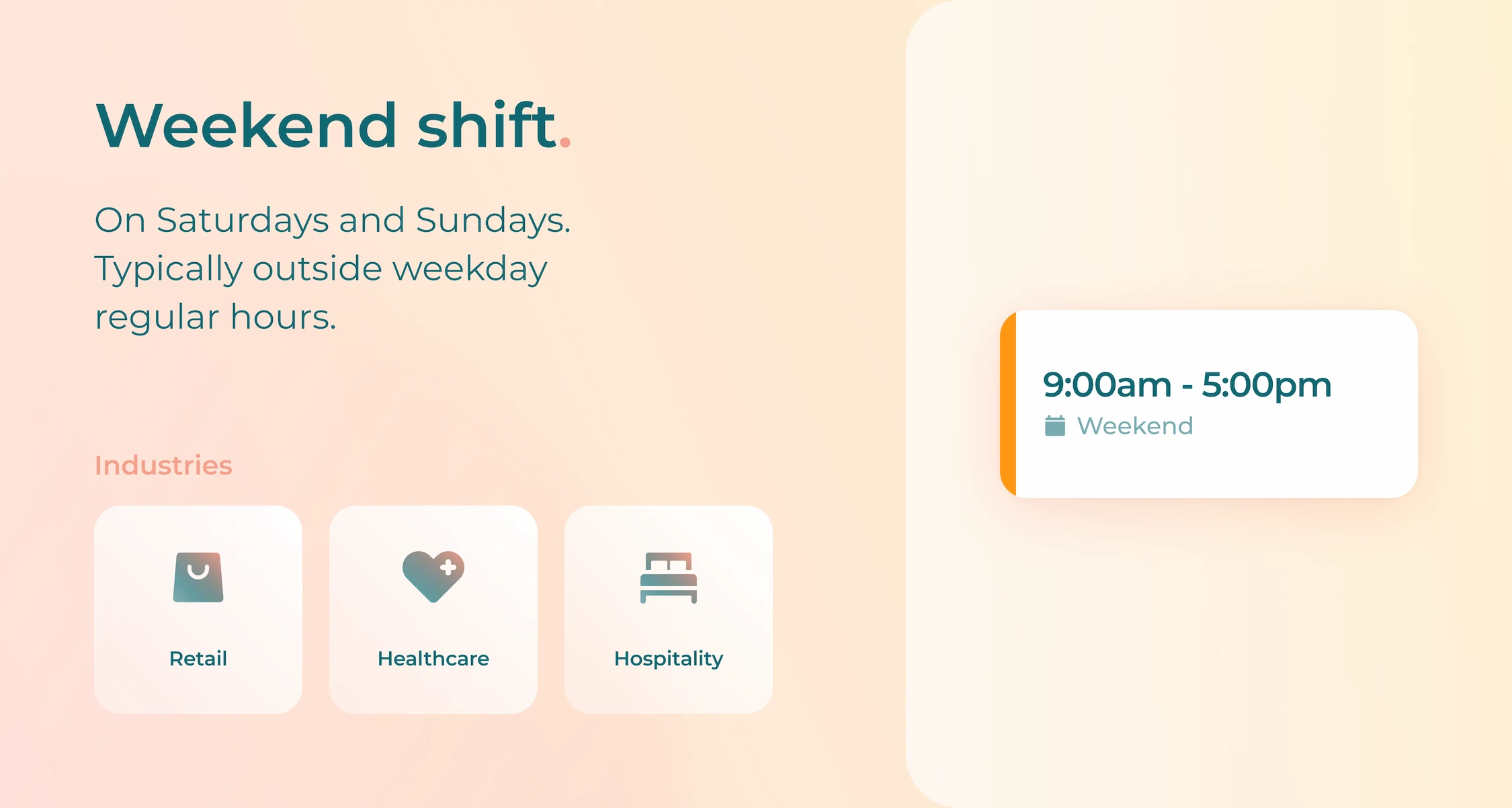 Image with details about weekend shifts and industries that use them.