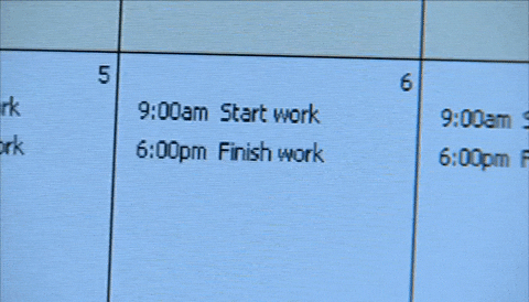 GIF showing a work schedule scrolling by.